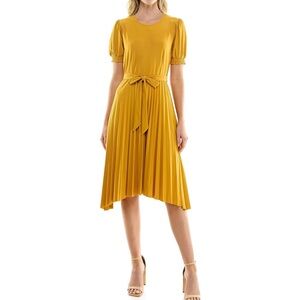 Sharagano Mustard Asymmetrical Dress